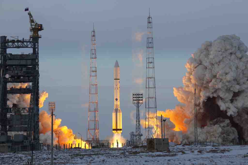ميناء بايكونور الفضائي في كازاخستان، الذي تستخدمه روسيا في إطلاق صواريخ سايوز